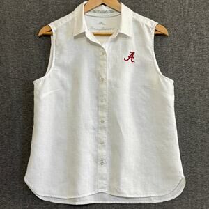 TOMMY‎ BAHAMA Alabama Crimson Tide Linen Button Down Sleeveless Shirt Women’s M